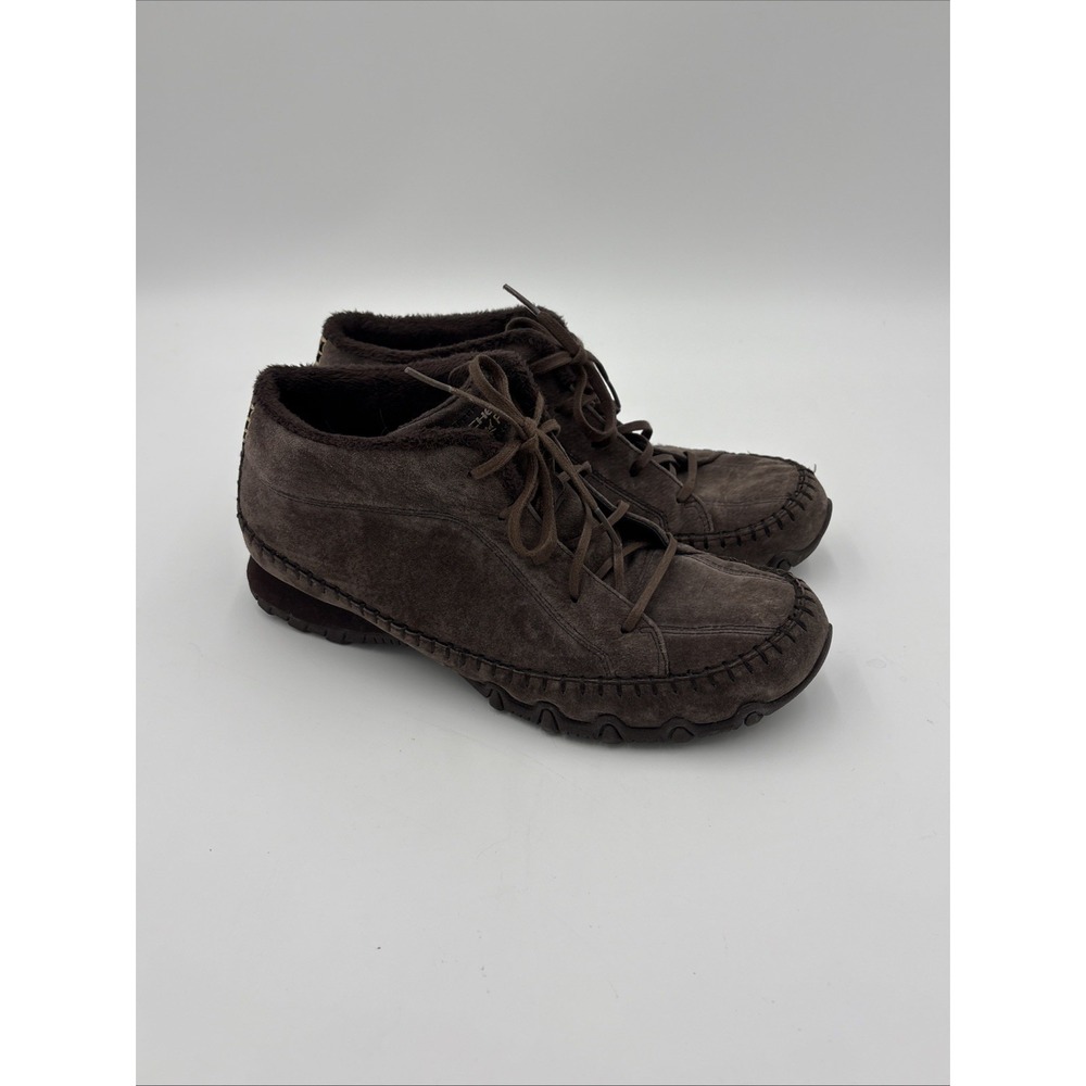 Skechers Women's Bootie Boot Brown Suede Leather Chukka Bikers Totem Sz 10